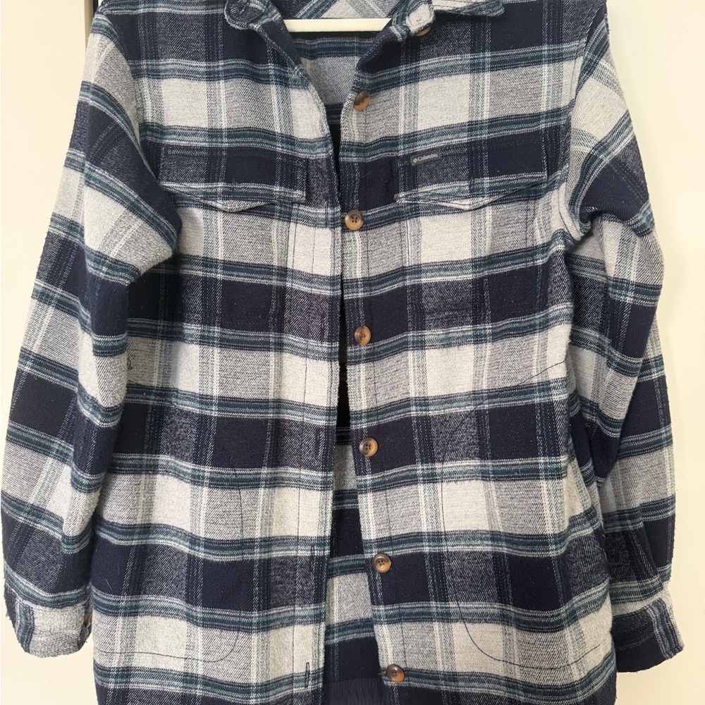 Blue and White Plaid Button-Up Shirt